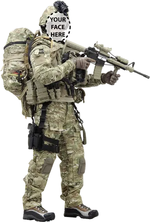 Customizable Soldier Figure With Replaceable Face PNG Image