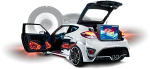 Customized Sports Carwith Sound System PNG Image