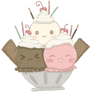 Cute_ Animated_ Ice_ Cream_ Dessert PNG Image