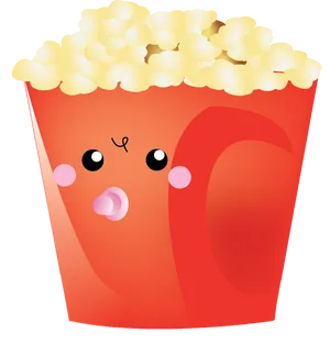 Cute_ Animated_ Popcorn_ Clipart PNG Image