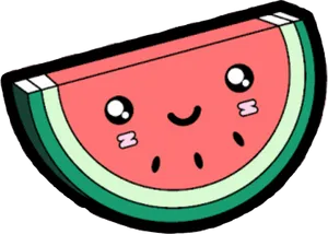 Cute Anthropomorphic Watermelon Slice PNG Image