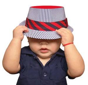 Cute Baby With Striped Hat PNG Image