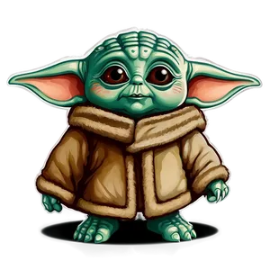 Cute Baby Yoda Cartoon Art Png Xdj52 PNG Image