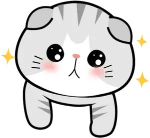 Cute Blushing Cartoon Cat PNG Image