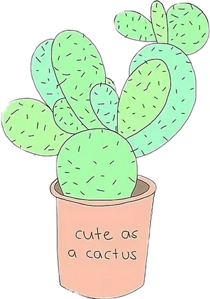 Cute Cactus Tumblr Drawing PNG Image