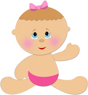 Cute Cartoon Baby Girl PNG Image