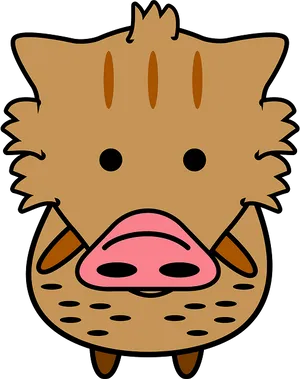 Cute Cartoon Boar Illustration PNG Image