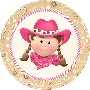 Cute Cartoon Cowgirl Illustration PNG Image