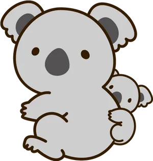 Cute Cartoon Koalaand Joey PNG Image