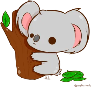 Cute Cartoon Koalaon Tree PNG Image