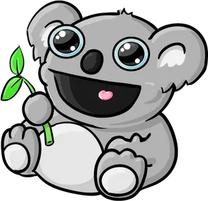 Cute Cartoon Koalawith Eucalyptus Leaf PNG Image