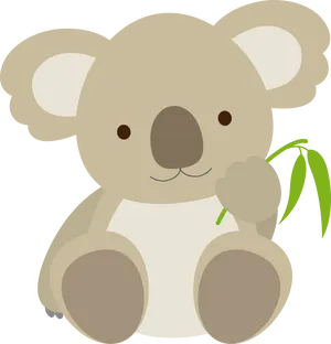 Cute Cartoon Koalawith Eucalyptus PNG Image