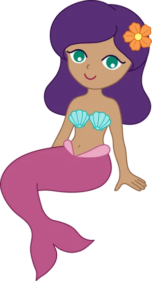 Cute Cartoon Mermaid Clipart PNG Image