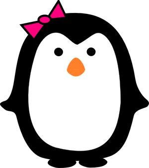 Cute Cartoon Penguinwith Pink Bow PNG Image