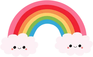 Cute Cartoon Rainbowand Clouds PNG