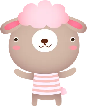 Cute Cartoon Sheepin Striped Shirt PNG Image