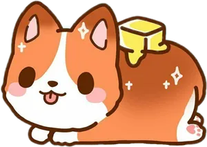 Cute Cartoon Shiba Inuwith Hat PNG Image