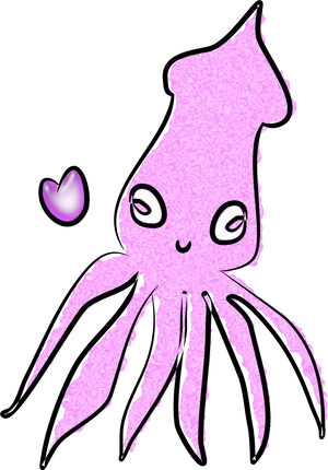 Cute Cartoon Squid Illustration PNG Image