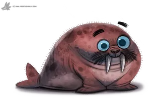 Cute Cartoon Walrus PNG Image