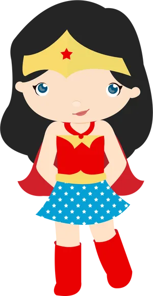 Cute Cartoon Wonder Woman PNG Image