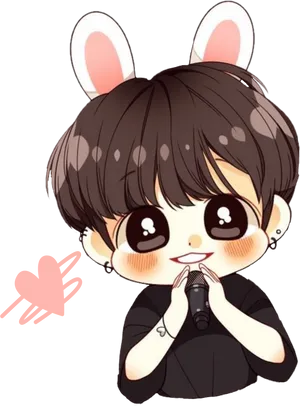 Cute Chibi Bunny Ears Singer.png PNG Image