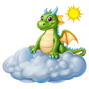 Cute Dragon On Cloud Png Qtk PNG Image