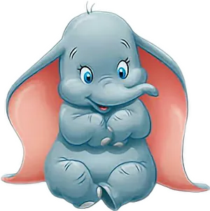 Cute Dumbo Elephant Cartoon PNG Image