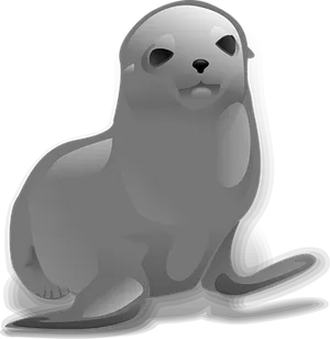 Cute Gray Seal Illustration PNG Image