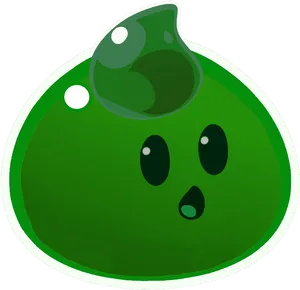 Cute_ Green_ Slime_ Character_ Sticker.png PNG Image