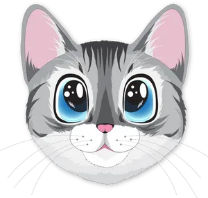 Cute Kawaii Cat Illustration.png PNG Image