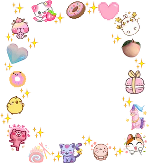 Cute Kawaii Stickers Collection PNG Image