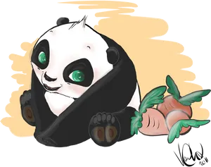 Cute Panda Cartoon Illustration PNG Image