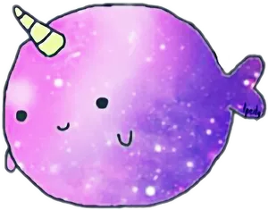 Cute Purple Narwhal Cartoon PNG Image