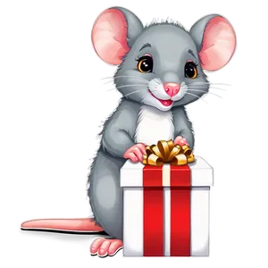 Cute Rat With Gift Png 34 PNG Image