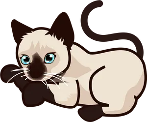 Cute Siamese Cat Cartoon PNG Image