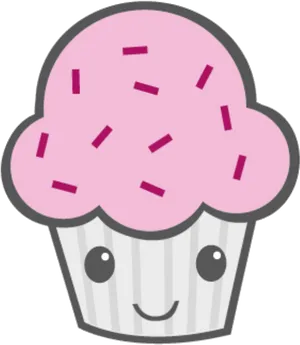 Cute Smiling Cupcake Graphic PNG Image