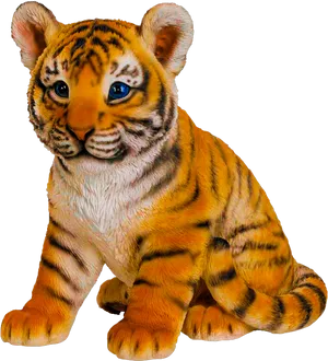 Cute Tiger Cub Illustration PNG Image