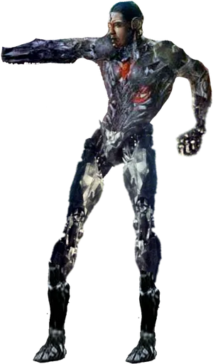 Cyborg Figure Action Pose PNG Image