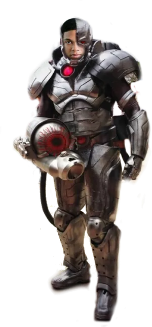 Cyborg Hero Advancing PNG Image