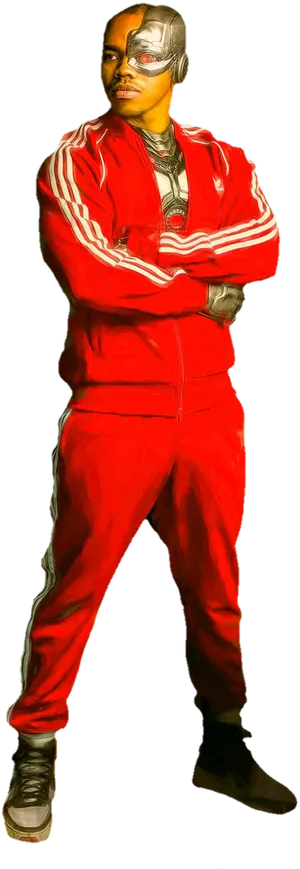 Cyborgin Red Tracksuit PNG Image