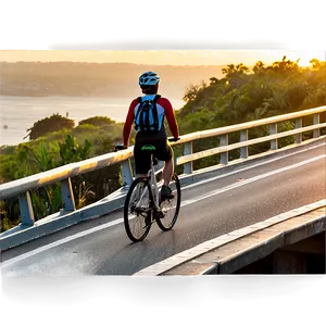 Cyclist On Bridge Sunset Png Ega65 PNG Image