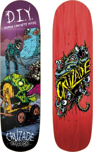 D I Y Human Concrete Mixerand Crusade Skateboards Deck Art PNG Image