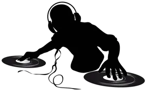 D J Silhouette Spinning Records PNG Image