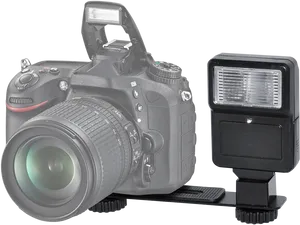 D S L R Camerawith External Flash PNG Image