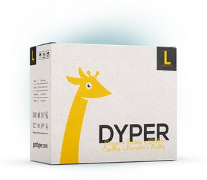 D Y P E R Diaper Boxwith Giraffe Design PNG Image