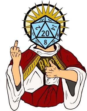 D20 Dice Head Figure Gesture PNG Image