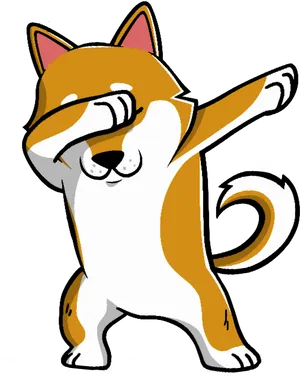 Dabbing Shiba Inu Cartoon PNG Image