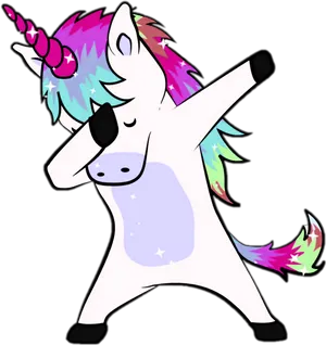 Dabbing Unicorn Cartoon Illustration PNG Image