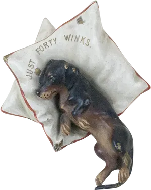 Dachshund Restingon Pillow Figurine PNG Image