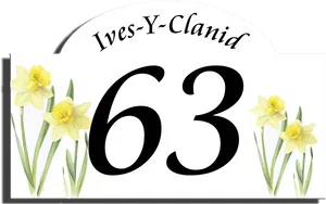 Daffodil Decorated Number63 Sign PNG Image